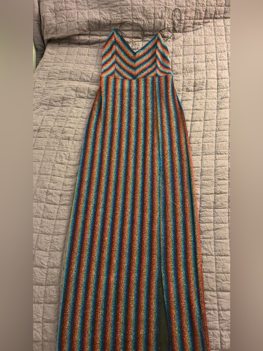 Windsor Multicolor Striped V-Neck Maxi Dress worn once’s